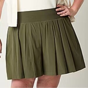 Stylus Women’s High Rise Pleated Skort Skirt in Oregano Green Plus Size XXL NWT